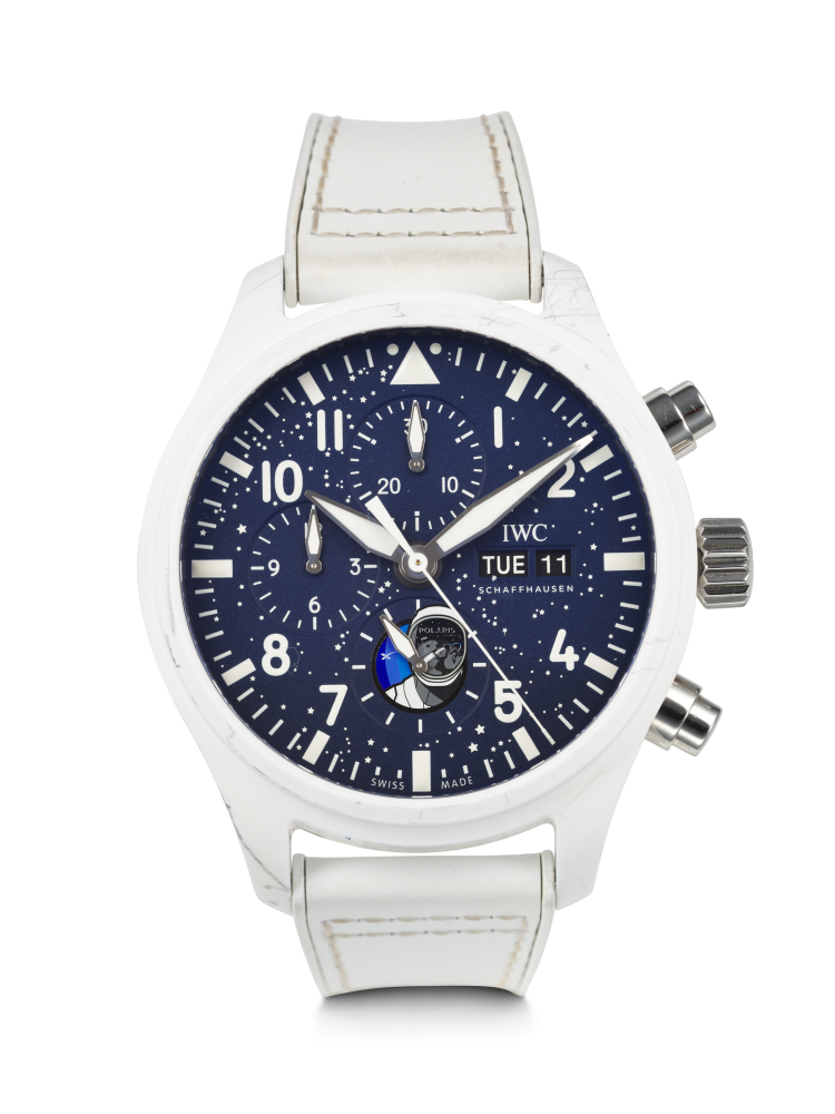 IWC. AN EXTRAORDINARY CERAMIC AND TITANIUM AUTOMATIC CHRONOGRAPH WRISTWATCH WORN BY ASTRONAUT ANNA MENON DURING THE POLARIS DAWN MISSION TO SPACE