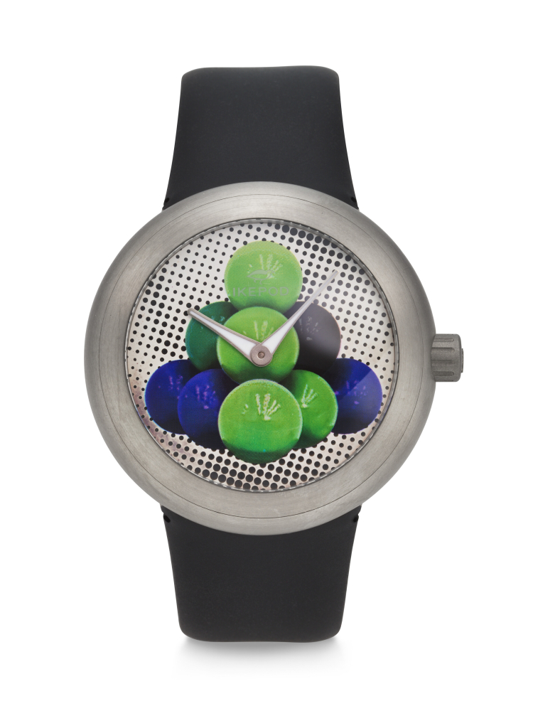 IKEPOD FOR JEFF KOONS. AN UNUSUAL TITANIUM AUTOMATIC WRISTWATCH WITH 'CANNONBALLS' DIAL