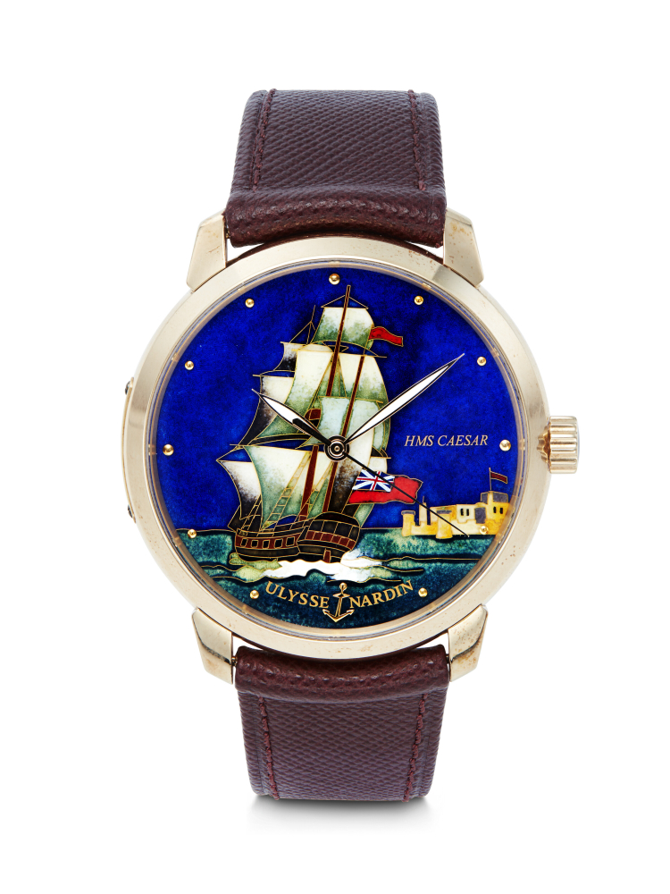 ULYSSE NARDIN. AN IMPRESSIVE HIGHLY ATTRACTIVE 18K PINK GOLD LIMITED EDITION AUTOMATIC WRISTWATCH WITH CLOISONNÉ ENAMEL DIAL