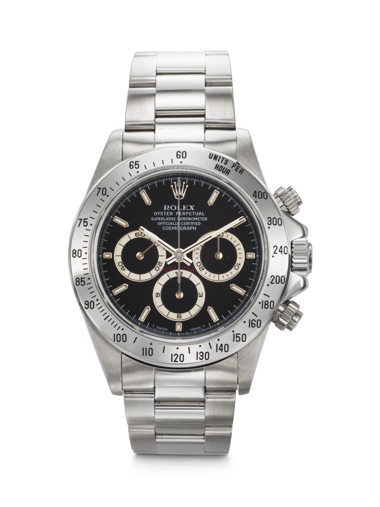ROLEX. AN ATTRACTIVE STAINLESS STEEL AUTOMATIC CHRONOGRAPH WRISTWATCH WITH BRACELET