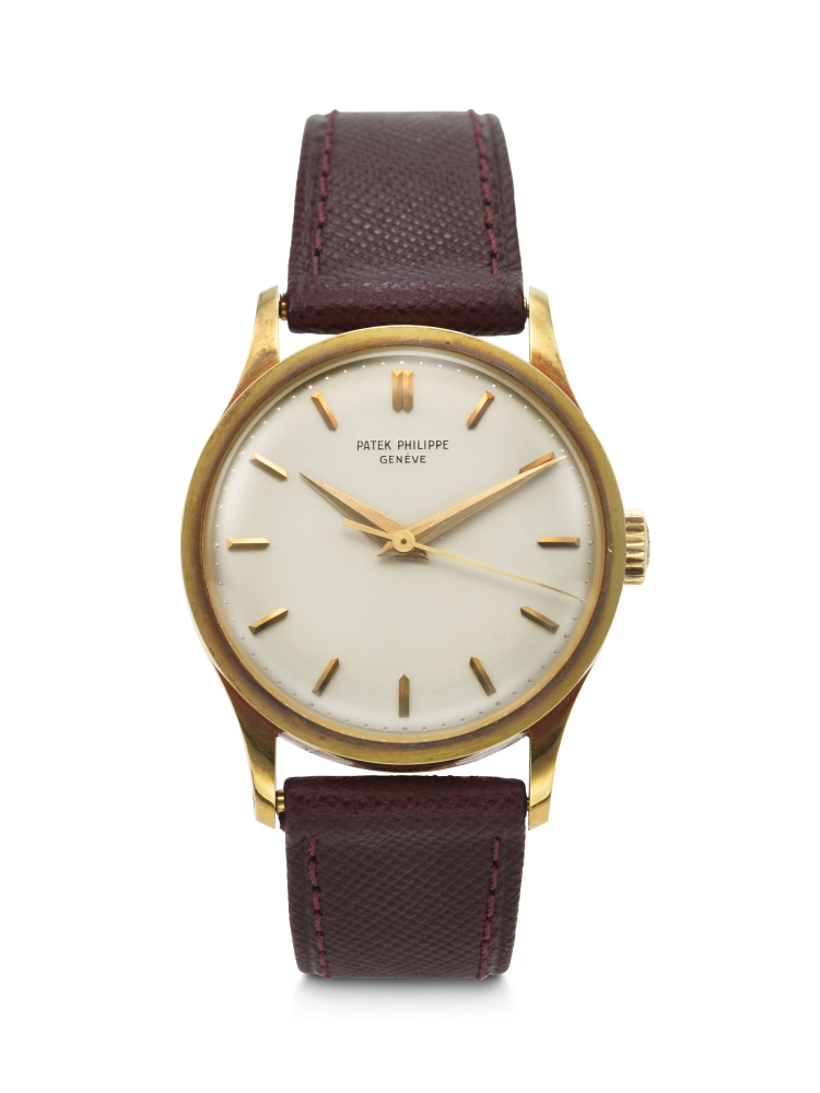 PATEK PHILIPPE, WELL-PRESERVED AND LARGE YELLOW GOLD WRSTWATCH WITH SWEEP CENTER SECONDS, REF. 570