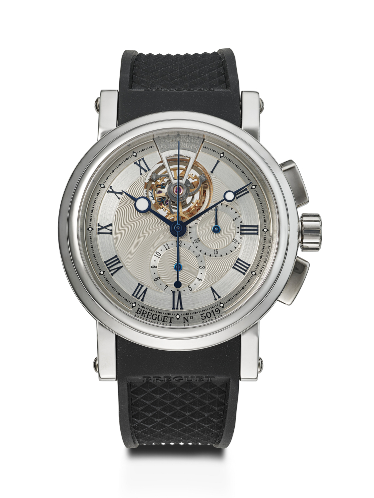 BREGUET, RARE PLATINUM TOURBILLON CHRONOGRAPH 'HORLOGER DE LA MARINE', REF. 5837