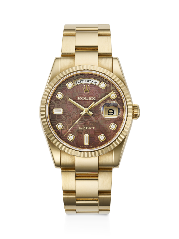 ROLEX, YELLOW GOLD AND DIAMOND-SET 'DAY-DATE', WITH JUBILEE MOTHER-OF-PEARL DIAL, REF. 118238