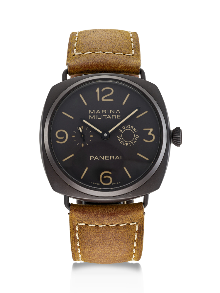 PANERAI, LIMITED EDITION COMPOSITE CUSHION-SHAPED 'RADIOMIR MARINA MILITARE 8 GIORNI', WITH 8 DAY POWER RESERVE, REF. OP6806