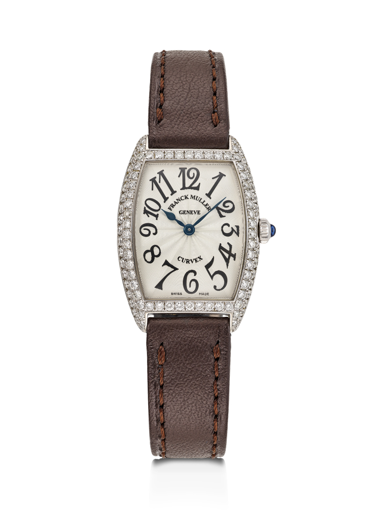 FRANCK MULLER, LADY'S WHITE GOLD AND DIAMOND-SET TONNEAU-SHAPED QUARTZ 'CURVEX', REF. 1752 QZ D