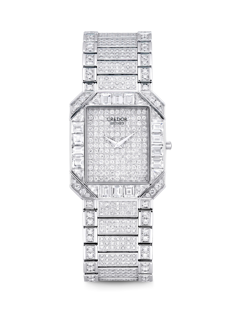 CREDOR. AN IMPRESSIVE 18K WHITE GOLD AND DIAMOND-SET WRISTWATCH WITH BRACELET