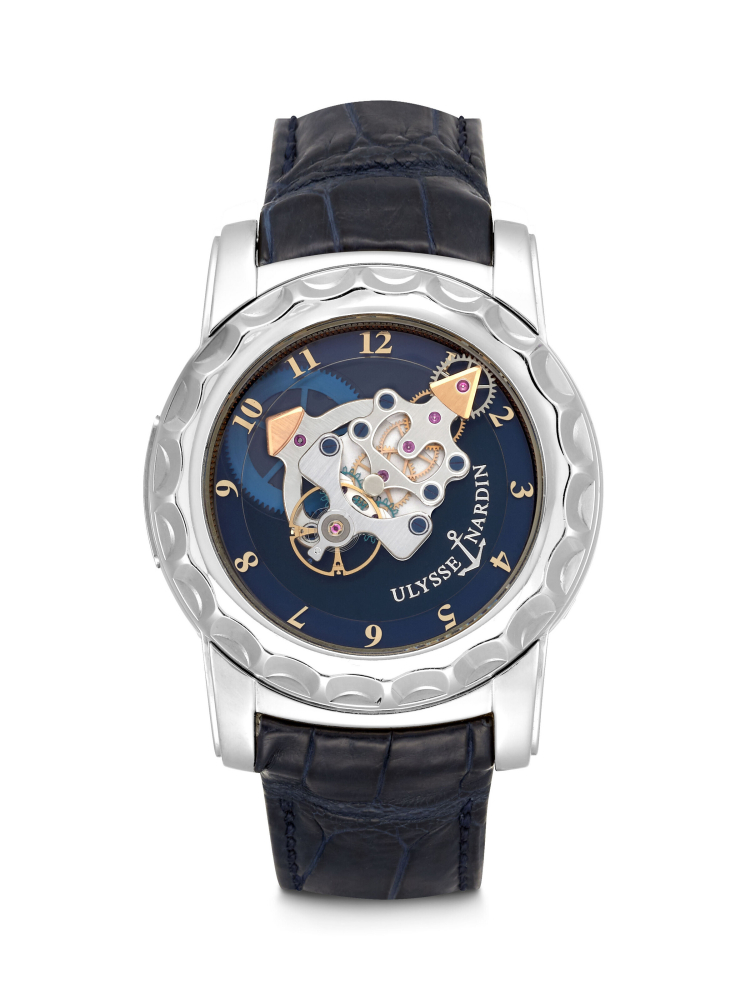 ULYSSE NARDIN. AN 18K WHITE GOLD CARROUSEL TOURBILLON WRISTWATCH