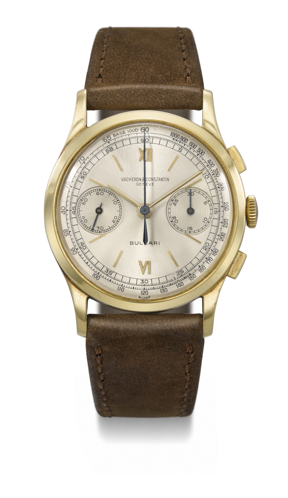 VACHERON CONSTANTIN. A POSSIBLY UNIQUE AND HIGHLY ATTRACTIVE 18K GOLD CHRONOGRAPH WRISTWATCH
