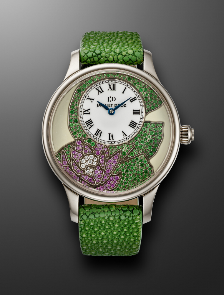 JAQUET DROZ, LIMITED EDITION WHITE GOLD, PINK SAPPHIRE AND TSAVORITE GARNET-SET WRISTWATCH, REF. J014014, NO. 4/8" -