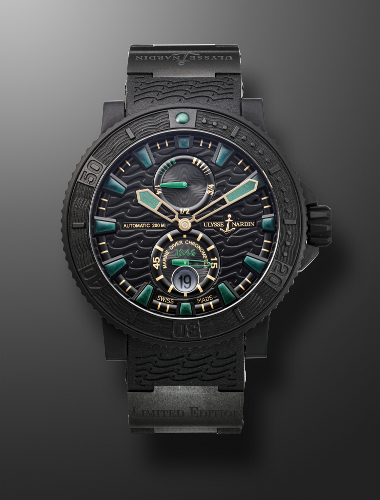 ULYSSE NARDIN, LIMITED EDITION DLC-COATED STAINLESS STEEL 'MARINE DIVER BLACK SEA', REF. 263-92, NO. 159/250" -