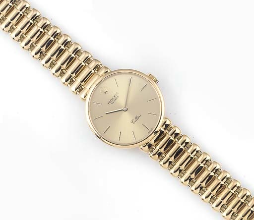ROLEX, A LADY'S 18ct. GOLD WRISTWATCH.signed Rolex, Model: Cellini, Ref: 5161, circa 2000.