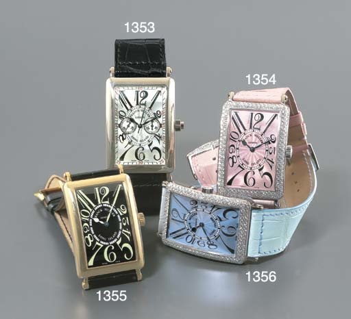 FRANCK MULLER. AN 18K WHITE GOLD AND DIAMOND-SET SELF-WINDING RECTANGULAR WRISTWATCH