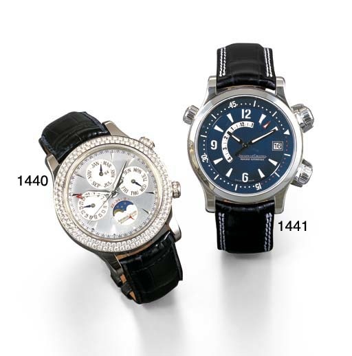 JAEGER-LECOULTRE. A FINE LIMITED EDITION PLATINUM SELF-WINDING WRISTWATCH WITH SWEEP CENTRE SECONDS, DATE, ALARM AND COMPRESSION SYSTEM