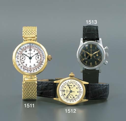 ROLEX. A RARE 18K GOLD SINGLE-BUTTON CHRONOGRAPH WRISTWATCH