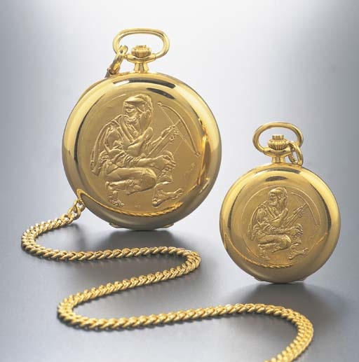 PATEK PHILIPPE. A LOT OF TWO LIMITED EDITION 18K GOLD HUNTER CASED KEYLESS LEVER WATCH, MADE FOR THE 150TH FEDERAL TARGET SHOOTING FESTIVAL, LUCERNE