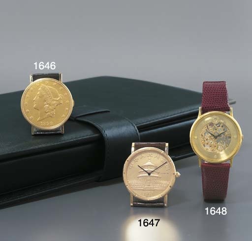 AUDEMARS PIGUET. AN 18K GOLD UNITED STATES OF AMERICA TWENTY DOLLARS COIN WATCH