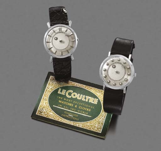 LeCoultre. A lot of two 14K white gold and diamond-set Mystery wristwatches