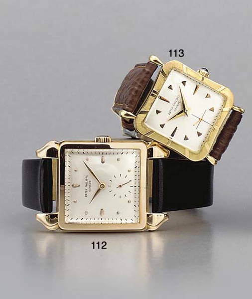 Patek Philippe. An unusual 18K gold square-shaped wristwatch