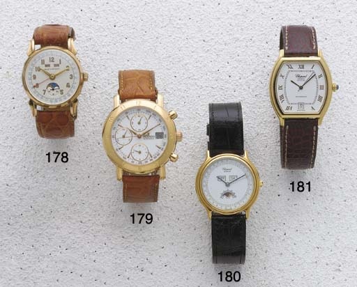 Chopard: An 18ct Gold Automatic Tonneau Cased Centre Seconds Wristwatch With Calendar