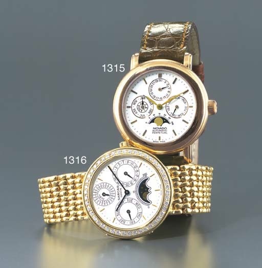 MOVADO. A LIMITED EDITION 18K GOLD SELF-WINDING PERPETUAL CALENDAR WRISTWATCH WITH PHASES OF THE MOON