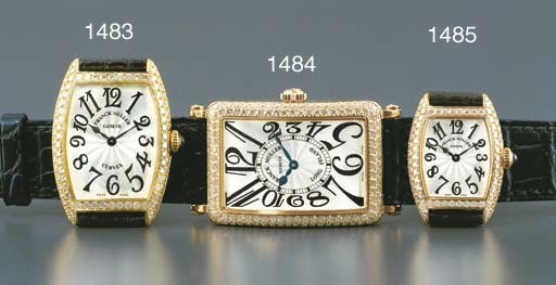 FRANCK MULLER. A LADY'S 18K PINK GOLD AND DIAMOND-SET TONNEAU-SHAPED WRISTWATCH