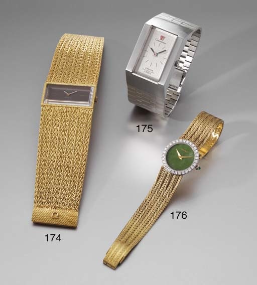 Omega. An unusual 18K gold oblong bracelet watch