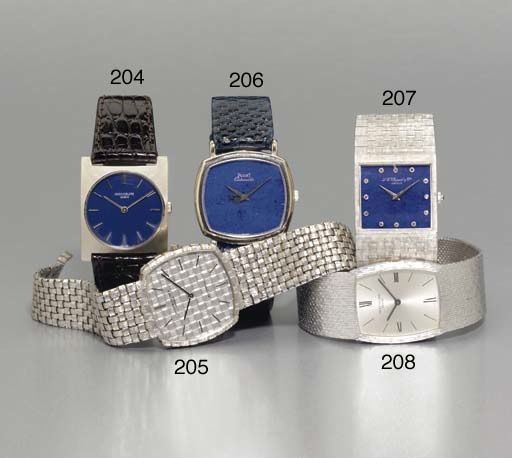 PATEK PHILIPPE. AN 18K WHITE GOLD RECTANGULAR WRISTWATCH