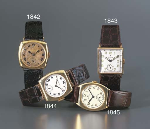 ROLEX. A 9K GOLD TONNEAU-SHAPED WRISTWATCH