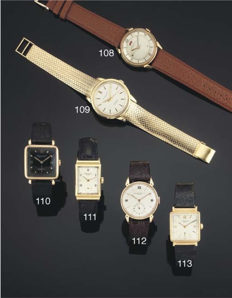 Patek Philippe. A 18ct Pink Gold Square Cased Wristwatch with tear drop lugs