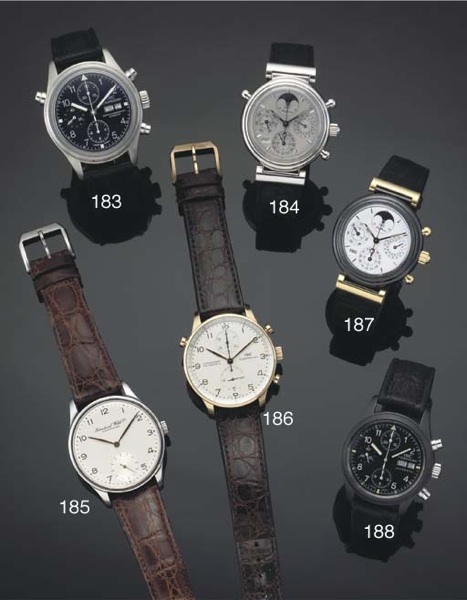 International Watch Company. An Unusal Black Ceramic and Gold Automatic Water Resistant Perpetual Calendar moonphase wristwatch with Chronograph