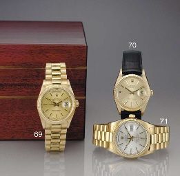 ROLEX. AN 18K GOLD AUTOMATIC WRISTWATCH WITH DATE AND SWEEP SECONDS
