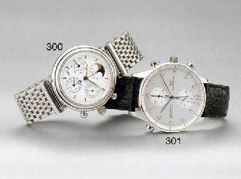 IWC. A RARE LIMITED EDITION PLATINUM AUTOMATIC PERPETUAL CALENDAR CHRONOGRAPH WRISTWATCH WITH MOONPHASE
