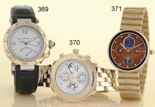 BREITLING. A FINE 18K GOLD AUTOMATIC PERPETUAL CALENDAR CHRONOGRAPH WRISTWATCH WITH MOON PHASES AND BRACELET