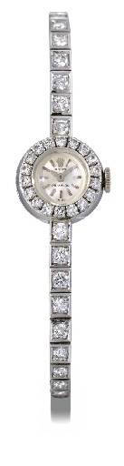 Rolex. A fine 18K white gold and diamond-set ladies wristwatch with bracelet