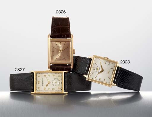 PATEK PHILIPPE. AN 18K PINK GOLD RECTANGULAR WRISTWATCH