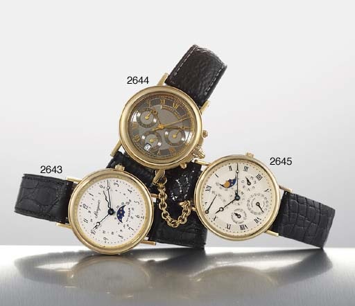 BREGUET. AN 18K GOLD AUTOMATIC CHRONOGRAPH WRISTWATCH WITH DATE