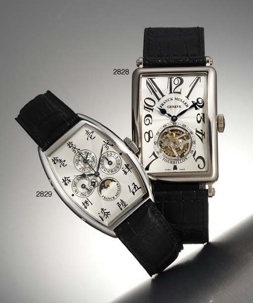FRANCK MULLER. A VERY RARE LIMITED EDITION STAINLESS STEEL TONNEAU-SHAPED AUTOMATIC PERPETUAL CALENDAR WRISTWATCH WITH SWEEP CENTRE SECONDS AND PHASES OF THE MOON