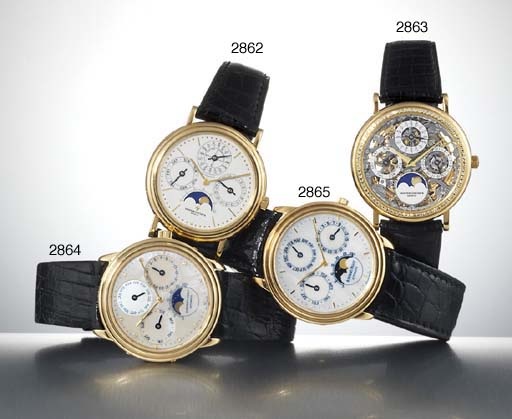 VACHERON CONSTANTIN. A FINE 18K GOLD AND DIAMOND-SET AUTOMATIC SKELETONISED PERPETUAL CALENDAR WRISTWATCH WITH PHASES OF THE MOON