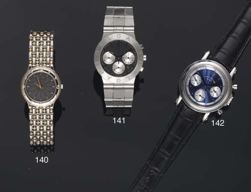 Franck Muller. A Stainless Steel Circular Automatic Chronograph Wristwatch with Crystal back