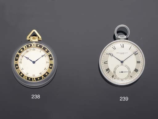 Patek Philippe. A Stainless Steel Circular Keyless Pocket Watch