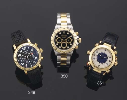 Cartier. An 18ct Gold and gem set Automatic Water Resistant centre seconds wristwatch with counters