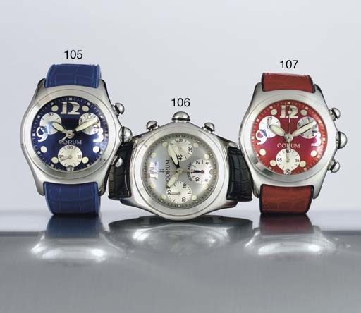 CORUM. A STAINLESS STEEL CHRONOGRAPH WRISTWATCH WITH DATE