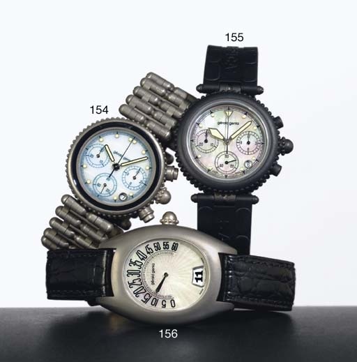 GERALD GENTA. A TITANIUM CHRONOGRAPH WRISTWATCH WITH DATE AND BRACELET