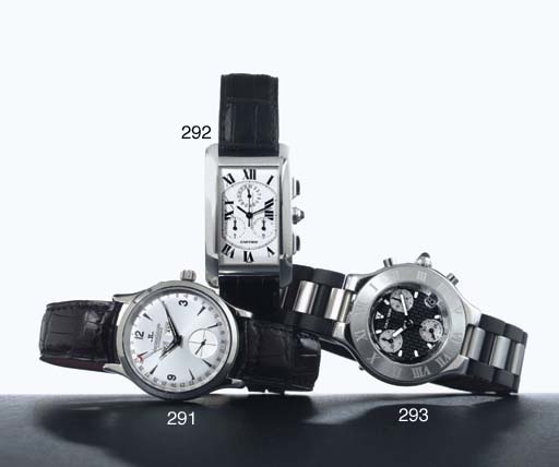 JAEGER-LECOULTRE. A STAINLESS STEEL AUTOMATIC TRIPLE CALENDAR WRISTWATCH