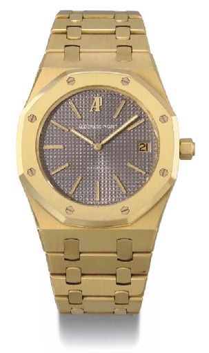 Audemars Piguet. A fine and large 18K gold limited edition self-winding wristwatch with date, bracelet and glazed back