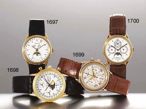 PIAGET. AN 18K GOLD AUTOMATIC PERPETUAL CALENDAR WRISTWATCH WITH PHASES OF THE MOON