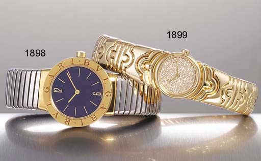 BULAGRI. A LADY'S 18K GOLD AND DIAMOND-SET BANGLE-WATCH