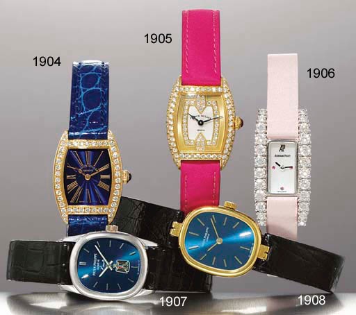 FRANCK MULLER. A LADY'S 18K GOLD AND DIAMOND-SET TONNEAU-SHAPED WRISTWATCH WITH MOTHER-OF-PEARL DIAL