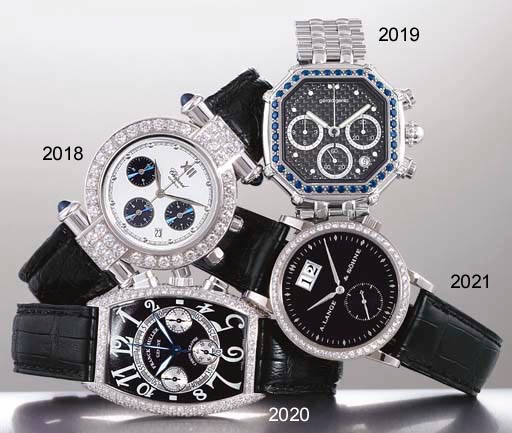 FRANCK MULLER. A LIMITED EDITION 18K WHITE GOLD AND DIAMOND-SET TONNEAU-SHAPED CHRONOGRAPH WRISTWATCH WITH DATE