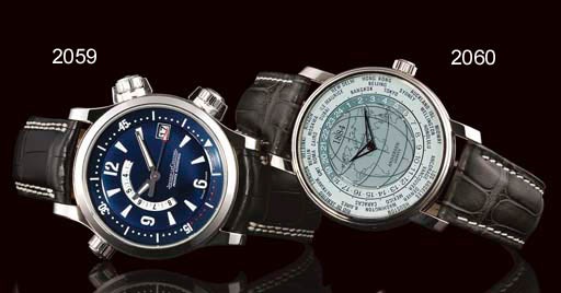 JAEGER-LECOULTRE. A FINE LIMITED EDITION OVERSIZED PLATINUM AUTOMATIC WRISTWATCH WITH SWEEP CENTRE SECONDS, DATE, ALARM AND COMPRESSION SYSTEM